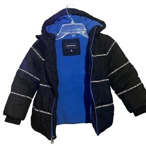 Calvin Klein Toddler Boys Hooded Logo-Tape Bubble Jacket